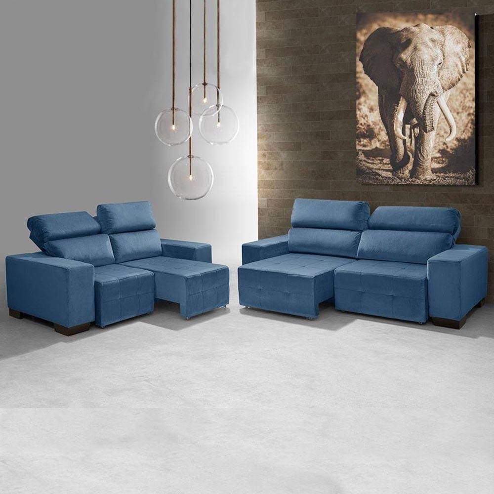 Jogo sofa sued retratil Casas Bahia