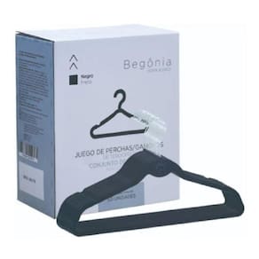 50 Cabides Veludo Slim Preto Begônia