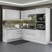 Cozinha Completa 100% MDF Madesa Smart Modulada de Canto - Frentes Branco  Brilho