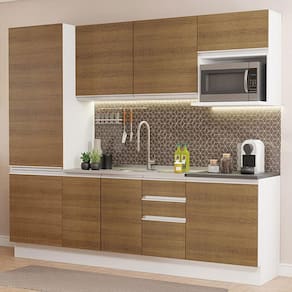 Cozinha Completa 100% MDF Madesa Acordes 240001 com Armário e Balcão - Branco/Rustic
