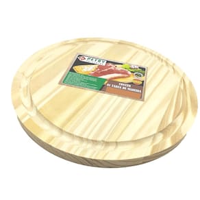 Tábua Redonda com Coletor Lateral 35cm Pinos Churrasco Pizza Petisco Queijos e Frios