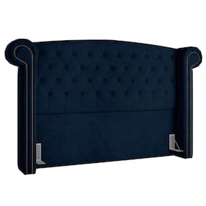 Cabeceira Cama Box Casal King 195cm Provença P02 Veludo Azul Marinho - Mpozenato