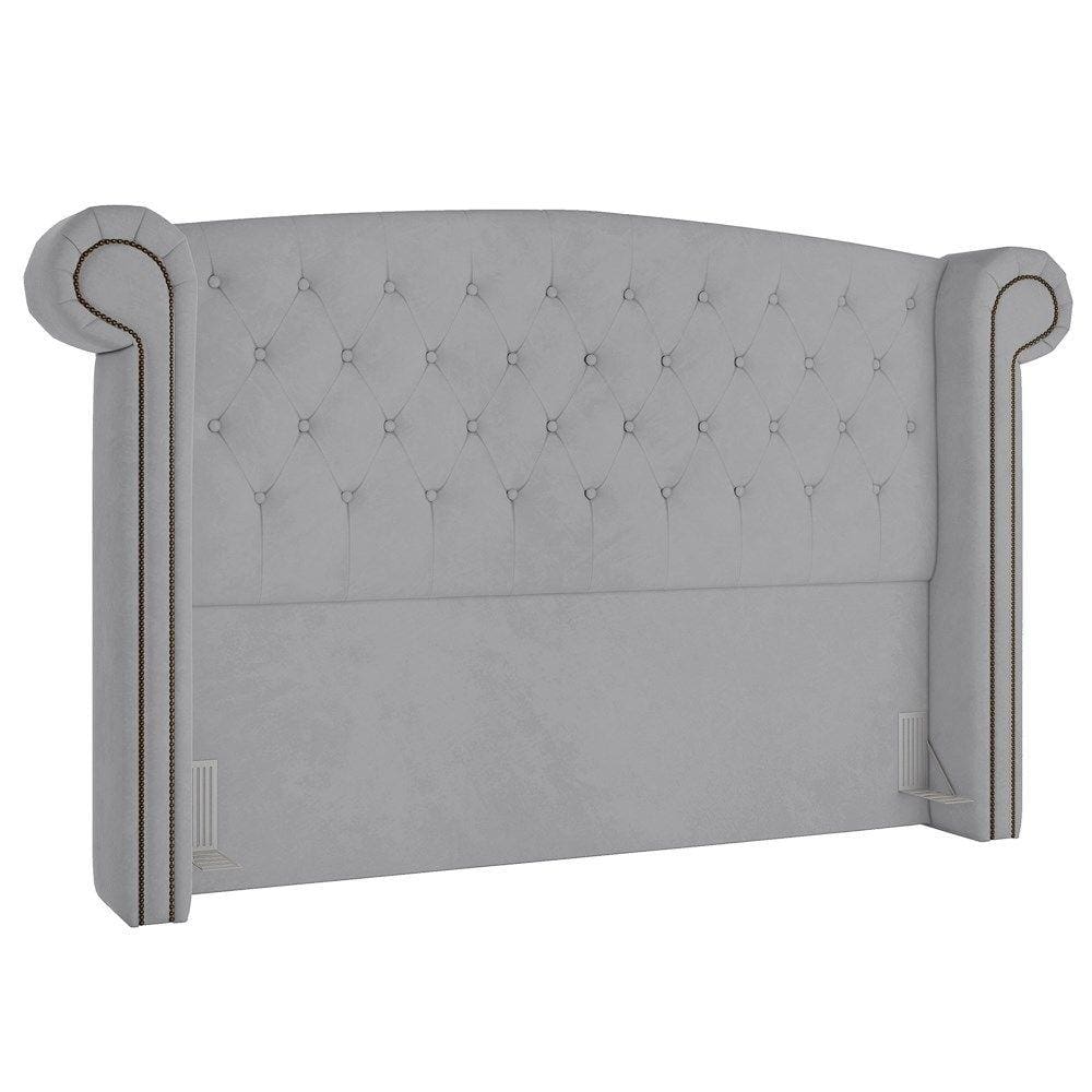Cabeceira Cama Box Casal 140cm Provença P02 Veludo Cinza - Mpozenato