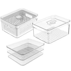 Kit 2 Organizadores De Geladeira 2,2L E Porta Frios Duplo Organizadores Clear Fresh OU