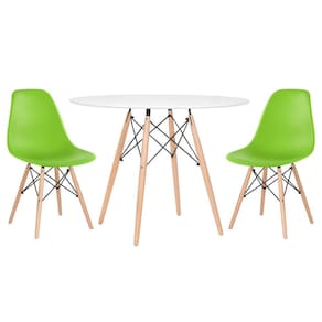 KIT - Mesa redonda Eames 100 cm branco + 2 cadeiras Eiffel DSW