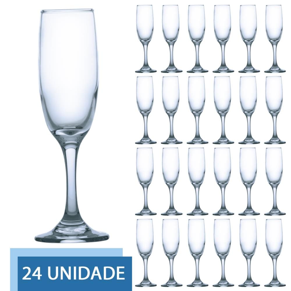 Conjunto 24 Taças de Vidro 177ml RIOJA CHAMPAGNE Cristal Luxo