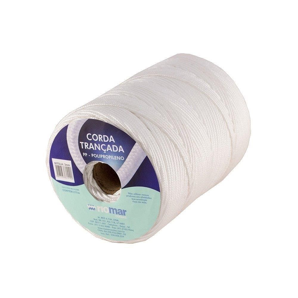 Corda Riomar PP Trançada Branca Tipo Seda 3mm x 277m