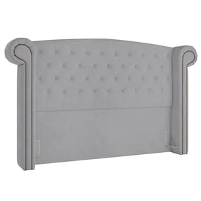 Cabeceira Cama Box Casal King 195cm Provença P02 Veludo Cinza - Mpozenato