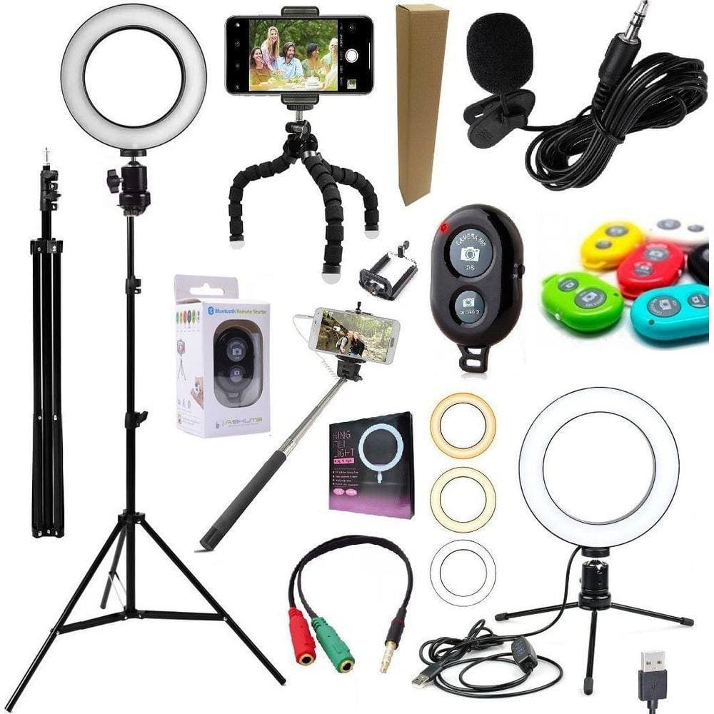 Kit Acessórios Youtuber Profissional Ring Light + Bluetooth