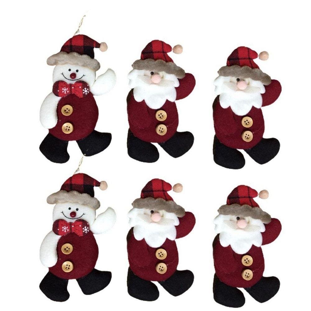 Kit Enfeite Árvore 6 Peças Papai Noel e Boneco Neve 16cm - Master Christmas