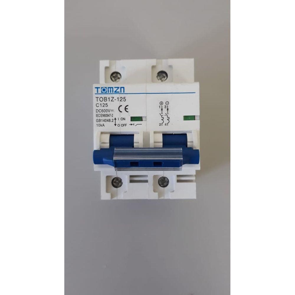 Disjuntor DC/CC 125A/600V Bipolar P/ Painéis Solar / Baterias