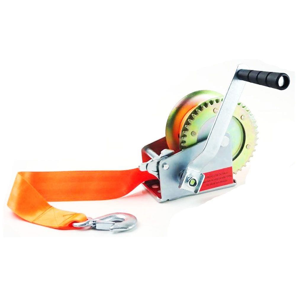 Guincho manual de manivela catraca 1350kg com cinta de 8m barcos carreta Starfer