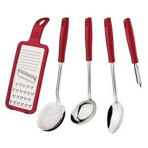 Jogo de Utensílios Tramontina em Aço Inox com Cabo Vermelho 5 Peças 25299713