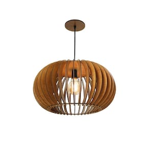Luminária Pendente Ripado Oval 45Cm Mesa Balcão