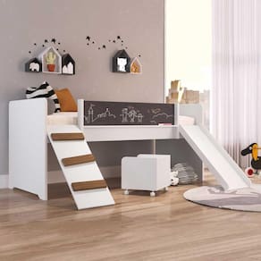 Cama Infantil Playground com Escorregador e Rampa By710 Branco - Completa Móveis