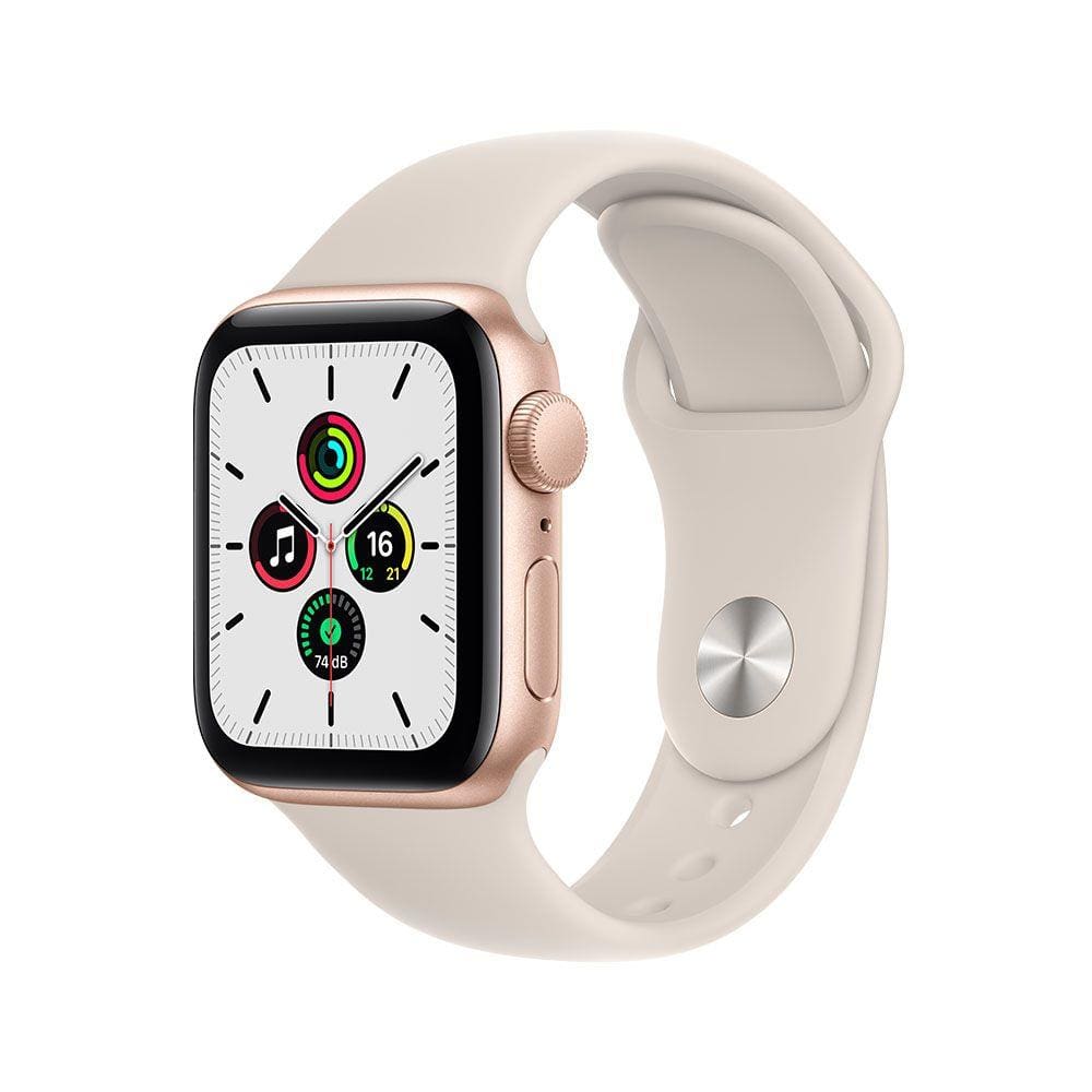 Apple Watch SE GPS, 40mm Caixa dourada de alumínio Pulseira esportiva Estelar
