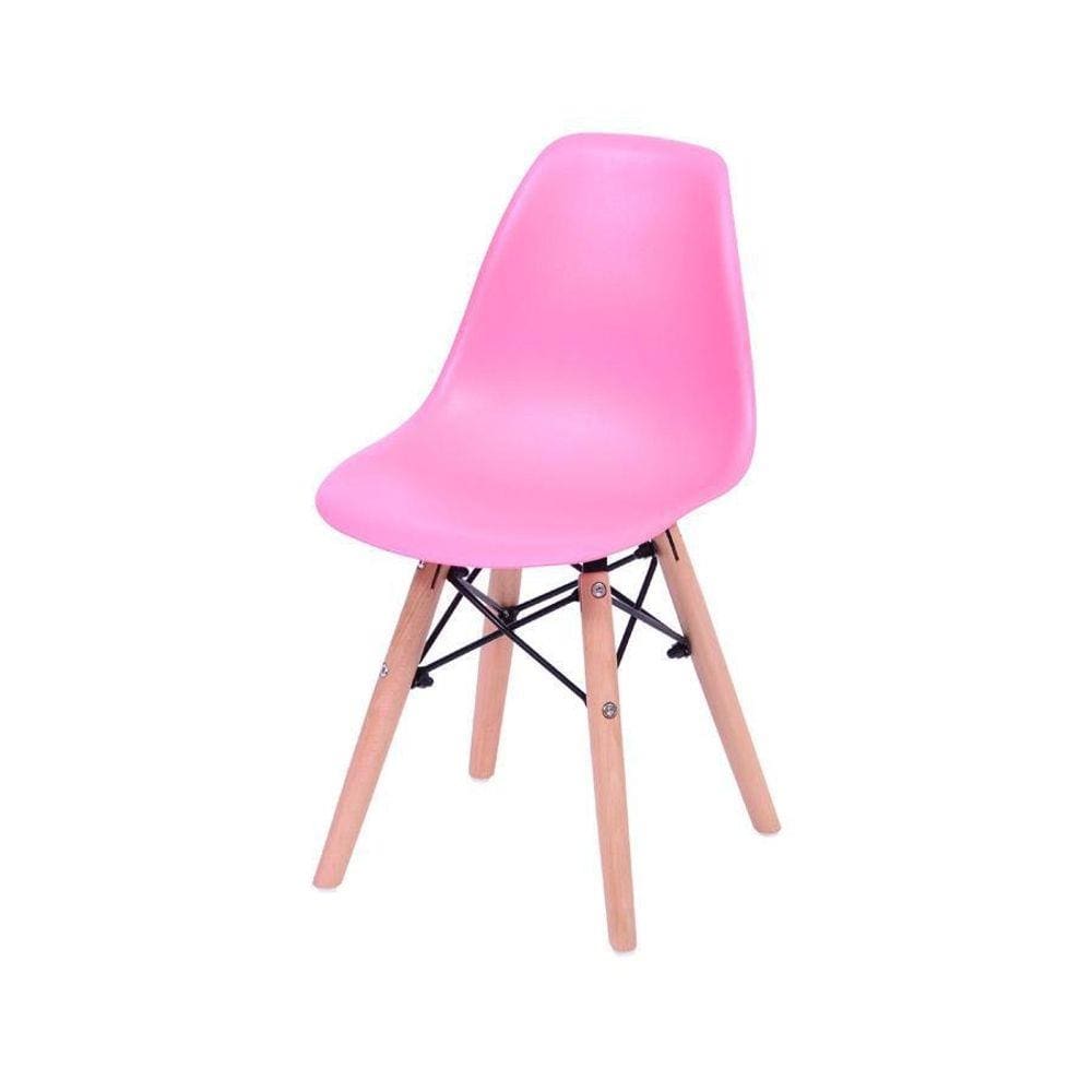 Cadeira Boxbit Infantil Dkr Eames Pp Rosa Base Madeira