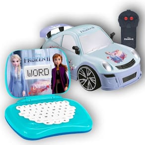 Kit Laptop Da Frozen + Veiculo Snow Machine Azul