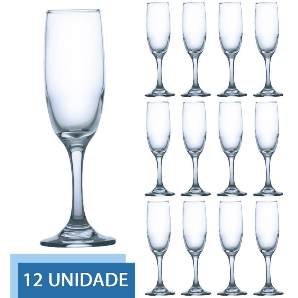 Conjunto 12 Taças de Vidro 177ml RIOJA CHAMPAGNE Cristal Luxo