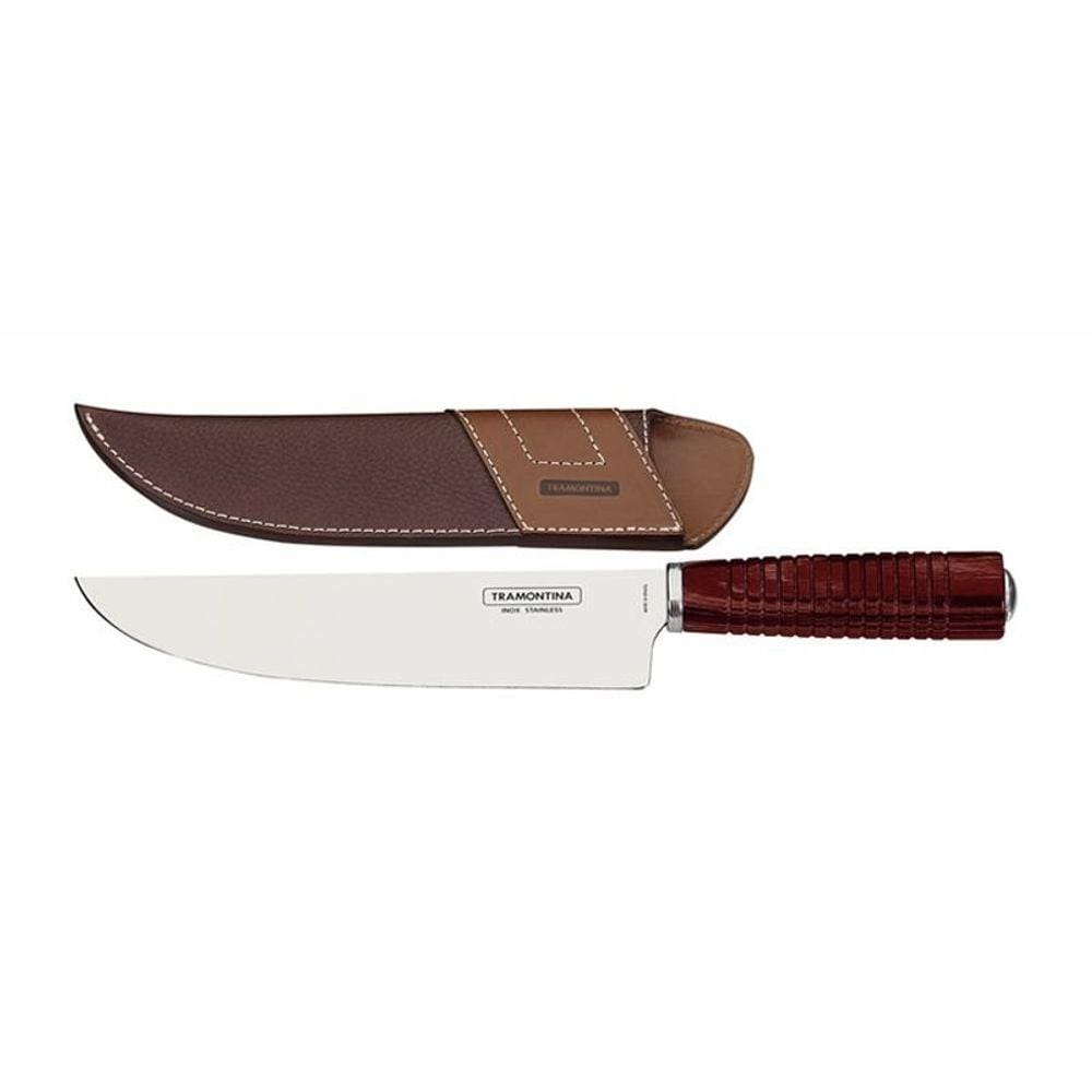 Faca para Churrasco Tramontina 21141178 com Bainha de Couro 10" Vermelha