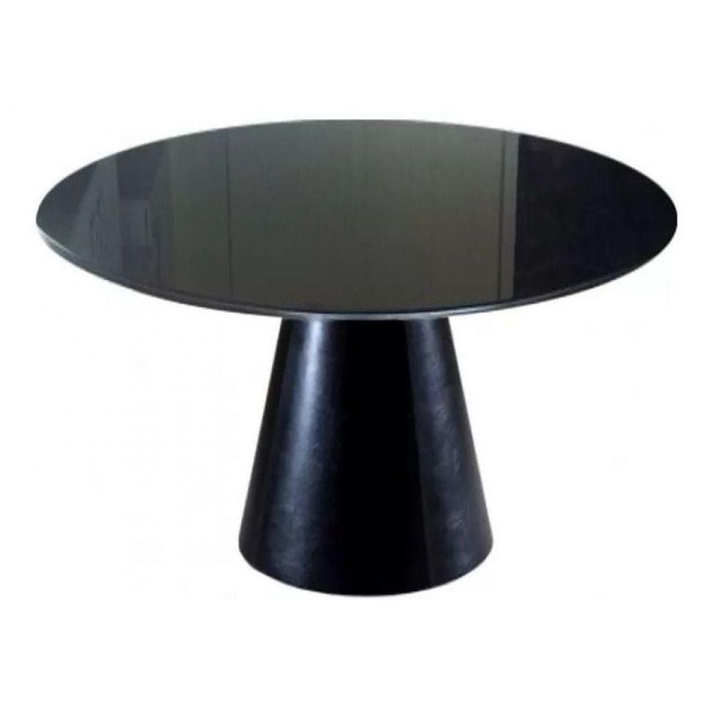 Mesa de Jantar Cone 120cm Laqueada e Vidro 4mm Preto