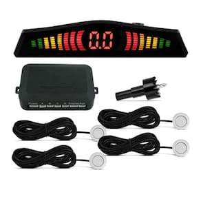 Sensor Estac Re Visor Led Meia Lua 4pts Aviso Sonoro Branco