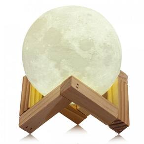 Luminária lua cheia tres cores 15cm touch nivel nerd