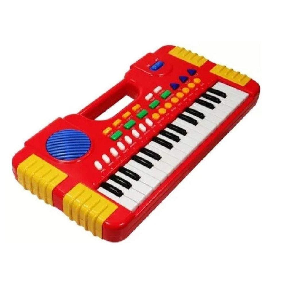 Teclado Piano Infantil Som Animais Da Fazenda Brinquedo vermelho