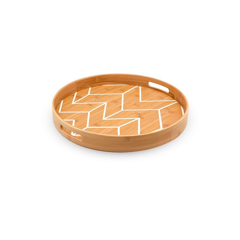 Bandeja Em Bambu Redonda 40Cm- Oikos