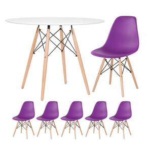 KIT - Mesa redonda Eames 100 cm branco + 5 cadeiras Eiffel DSW