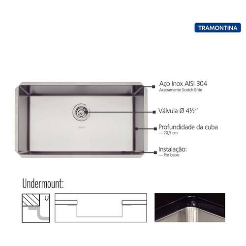 Cuba Tramontina Quadrum 70X40cm Inox Undermount é ruim? Cuba Tramontina Quadrum 70X40cm Inox Undermount é boa?