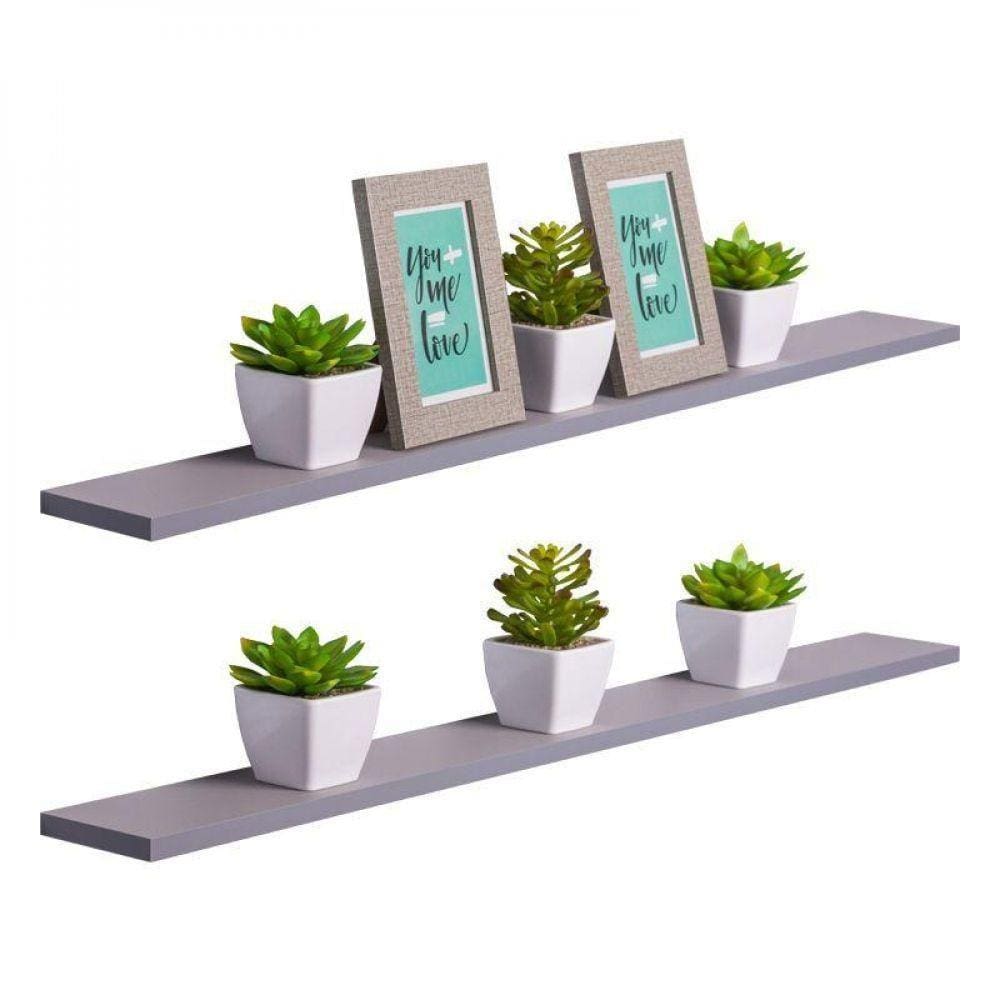 Kit 2 Prateleiras 90 x 20cm Cinza Claro Invisível