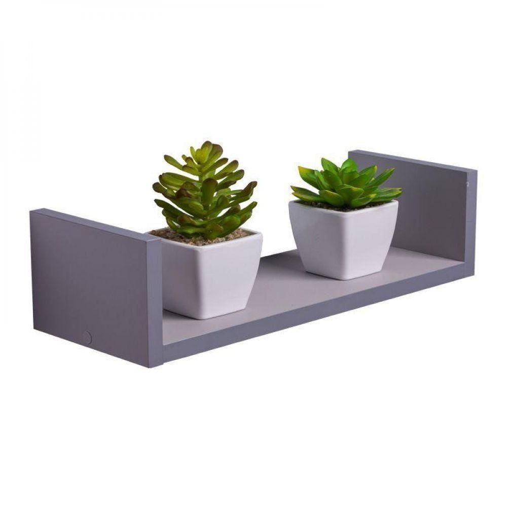 Prateleira U 30 x 15cm Cinza Claro Invisível