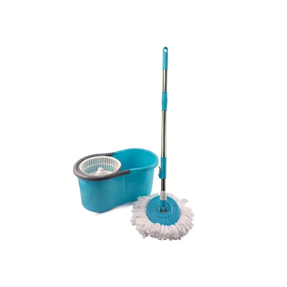 Mop 360 Com Esfregão Mágico Giratório Cabo Em Aço Inox Retrátil Balde Spin Centrifuga 6 Litros