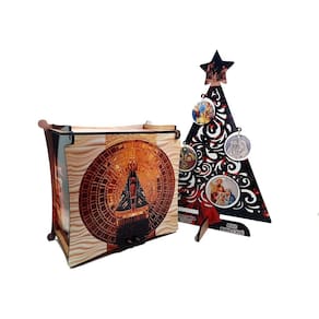 Kit Presente Arvore de Natal A4 MDF Sagrada Familia e caixa Personalizada