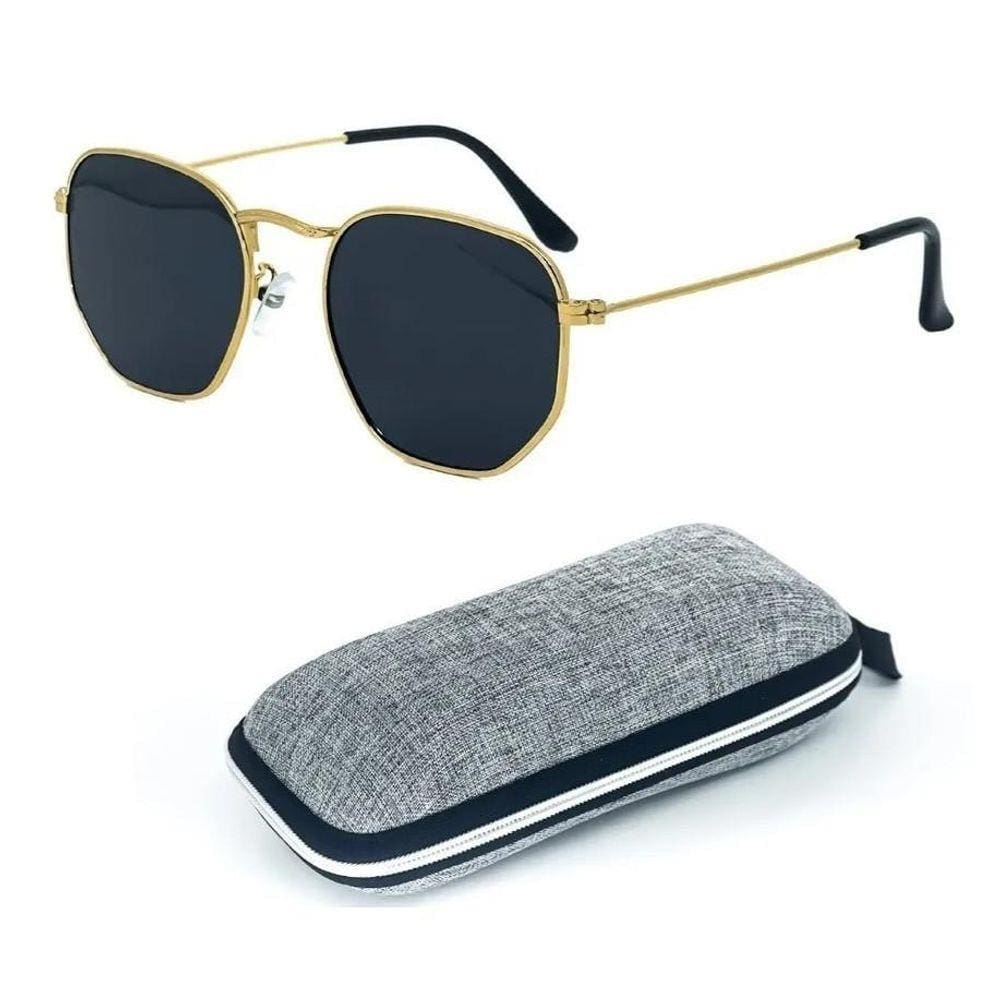 Óculos De Sol Hexagonal Lentes Uv400Feminino Masculino