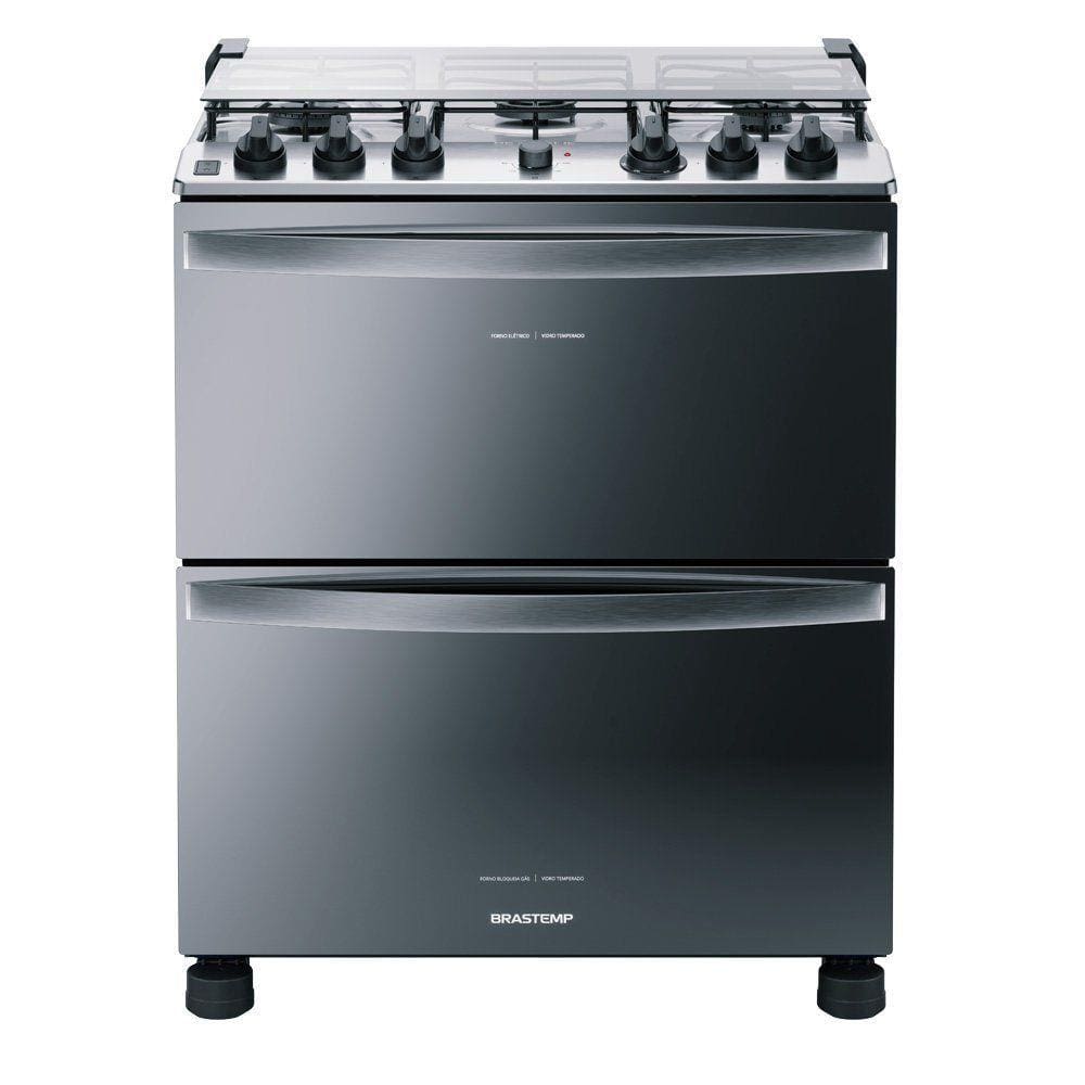 Fogao a gas piso brastemp 5 bocas duplo forno bfd5ncr Black Friday