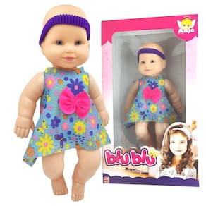 Boneca Blu Blu Bebê Bonequinha Vinil Plástico Roupa Tecido Anjo Brinquedos