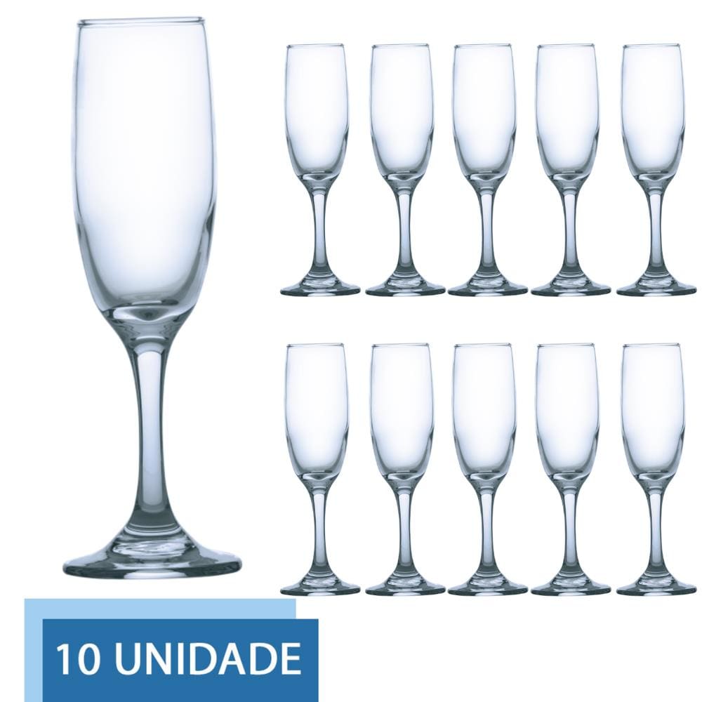 Conjunto 10 Taça de Vidro 177ml RIOJA CHAMPAGNE Cristal Luxo