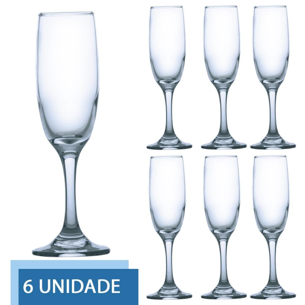 Conjunto 6 Taças de Vidro 177ml RIOJA CHAMPAGNE Cristal Luxo
