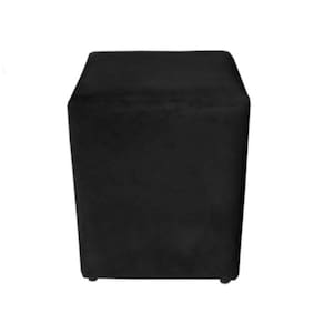 Puf Puff Dado Quadrado Suede Preto Para Sala Recepção