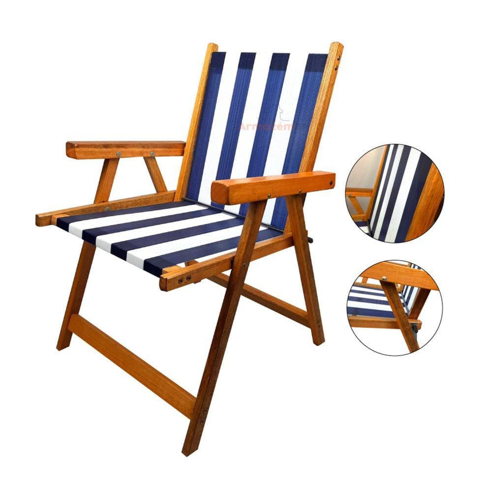 Cadeira De Madeira Dobrável Para Lazer Jardim Praia Piscina Camping - AMZ