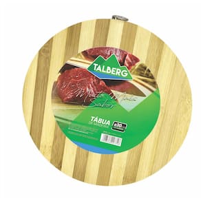 Tábua de Madeira Bambu Redonda Churrasco Queijos e Frios Petiscos Corte Carne Tempero 30cm
