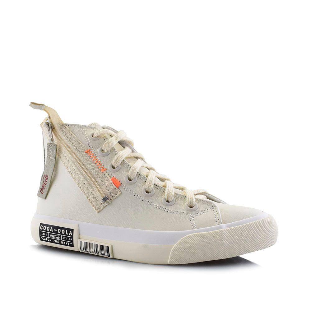 Tênis Feminino Cano Alto Atlanta Zipper Coca Cola Off White | Casas Bahia