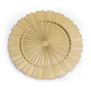 Sousplat de Plástico Dourado com Relevo e Recortes Lateral 33 cm - D`Rossi