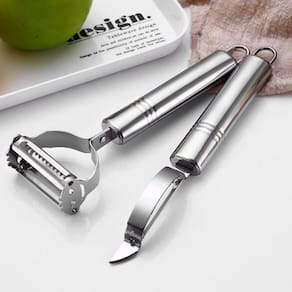Kit Descascador + Ralador Inox De Alimentos Frutas Legume