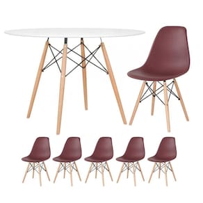 KIT - Mesa redonda Eames 120 cm branco + 5 cadeiras Eiffel DSW