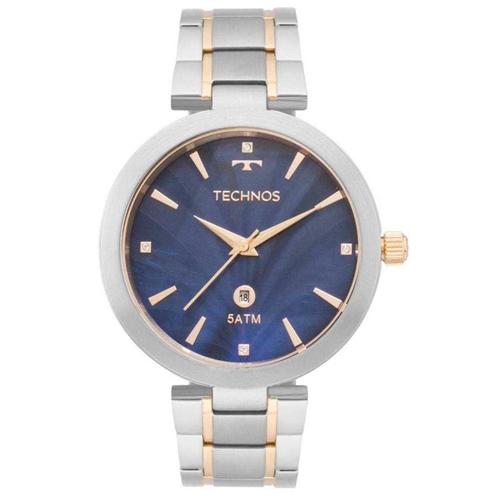 Relogio Feminino Prata com Dourado fundo Madreperola GL10IF