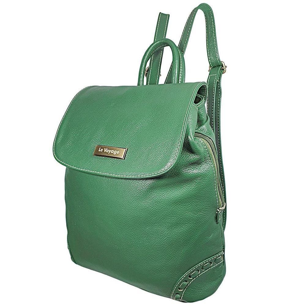 Mochila Feminina Verde Pequena Feita De Couro Espaçosa