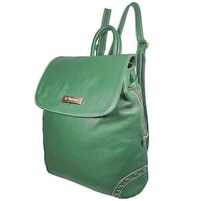 Mochila Feminina Verde Pequena Feita De Couro Espaçosa